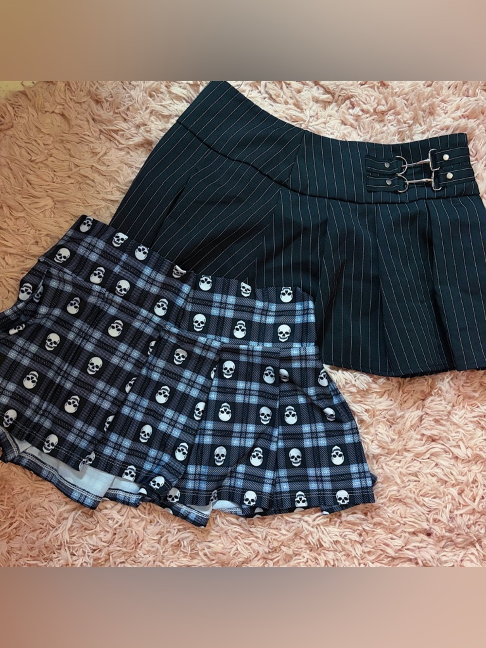 Goth Alternative Grunge Shein Black Stripe Spencers Body Rage Skull Mini Skirts